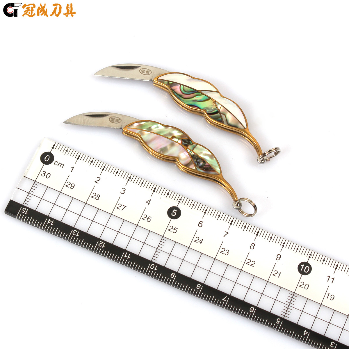 冠成现货批发钥匙折叠刀 全不锈钢折刀 创意礼品刀 树叶叶子刀