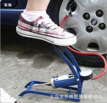 汽车打气泵 脚踩打气筒 脚踏打气泵 充气泵 带胎压计 车载充气机