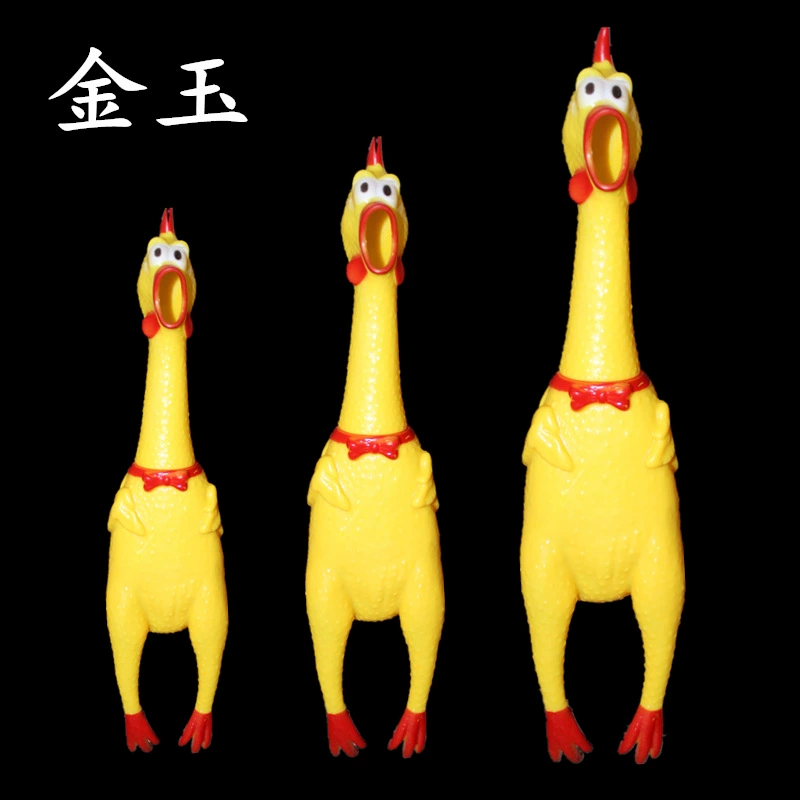 Курица игрушка крик (средний 32 см), мягкая резиновая пищащая игрушка для стресса, желтая