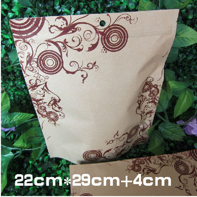 22*29+4cm牛皮纸复铝自立袋 牛皮纸铝箔包装袋 牛皮纸拉链袋 1个