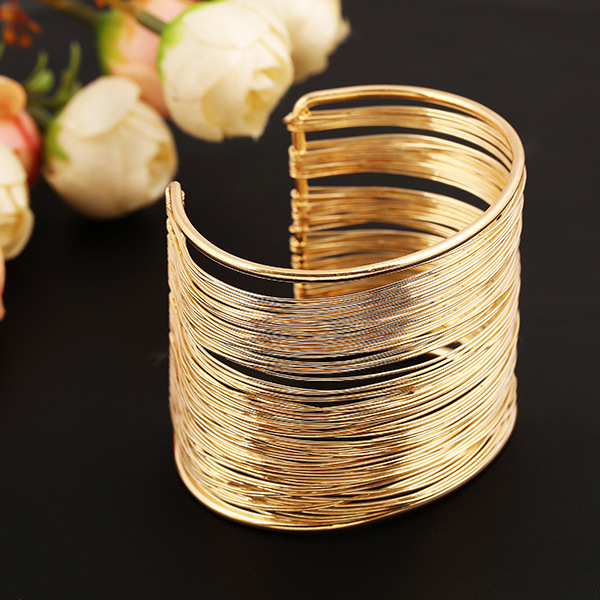 الأزياء جديد مجوهرات الذهب الفضة سلك افتتاح سوار الجملة Nihaojewelry display picture 9