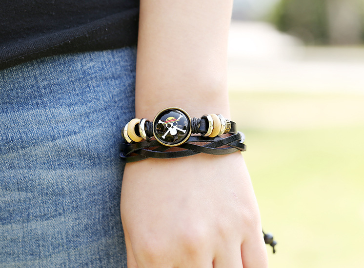 New bracelet beaded leather bracelet wholesale retro bracelet time gem leather bracelet