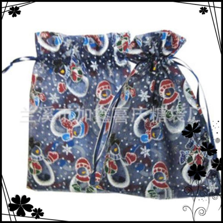 厂家直销定制加工圣诞系列纱袋 珍珠纱袋 束口袋 喜糖袋