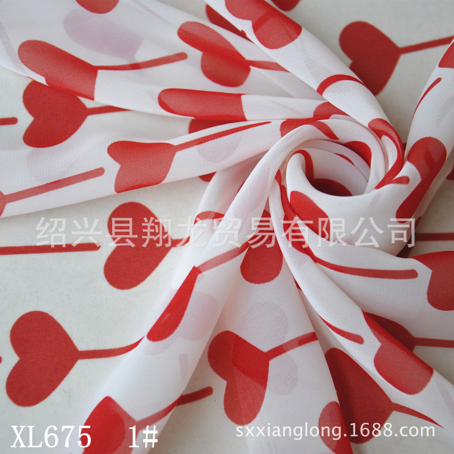 【翔龙印花 XL675】时尚简约爱心气球雪纺面料