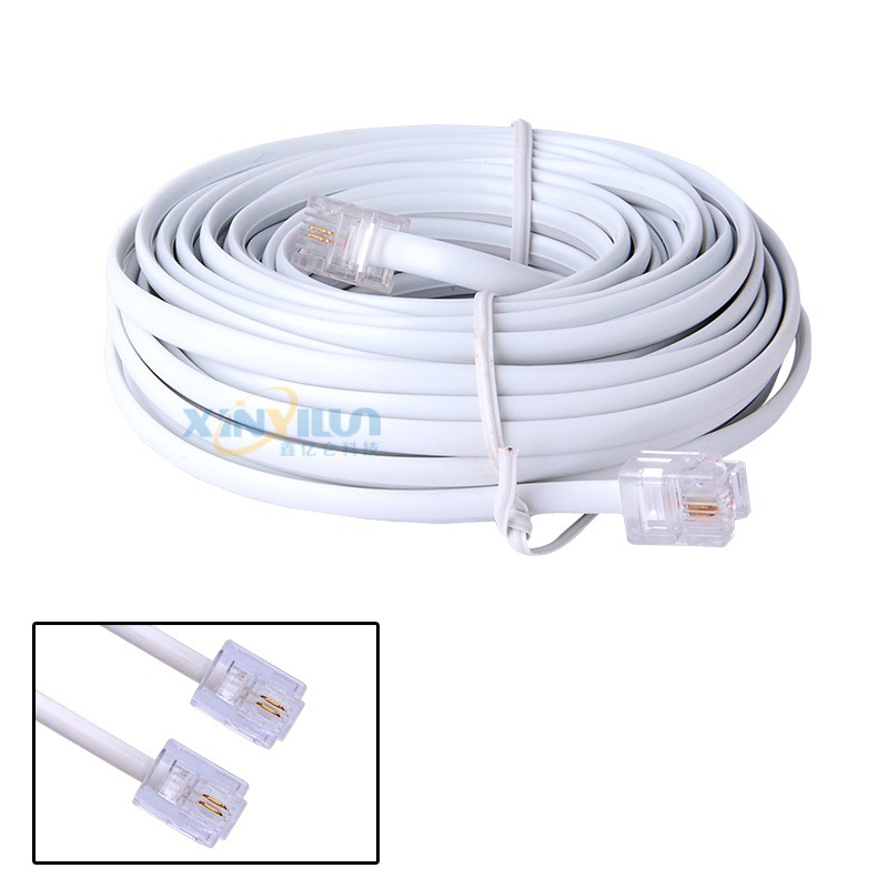 2芯电话连接线 RJ11 6P2C 成品电话线 9米约30英尺  两芯座机线