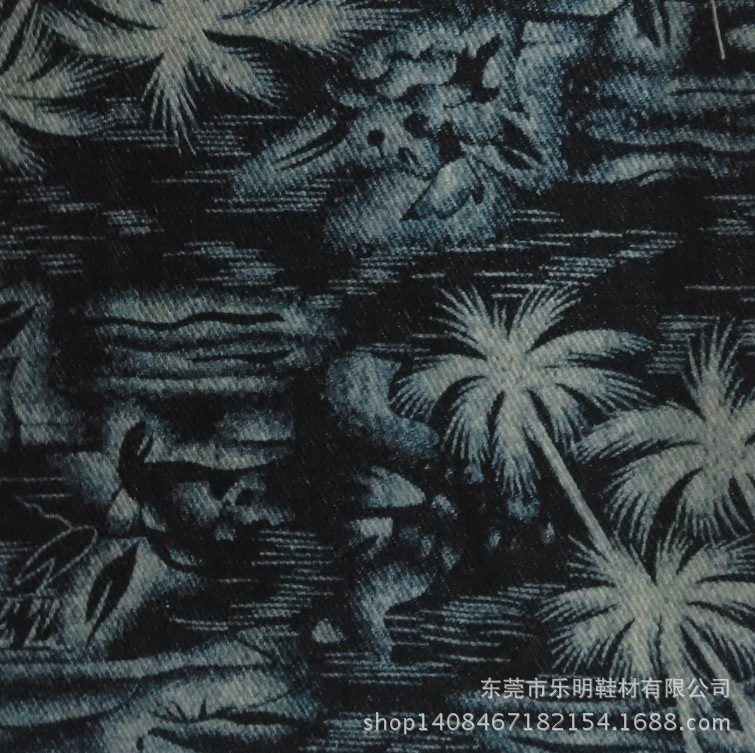 MB4378现货供应印椰子树牛仔布料 适用鞋材手袋