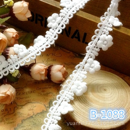 B-1088台版欧式百搭花朵水溶纯棉蕾丝刺绣花边DIY服装辅料2cm混批