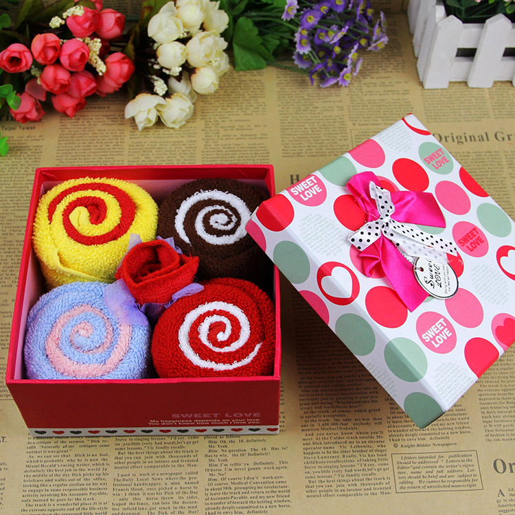 蛋糕毛巾礼盒情人节日婚庆创意商务回礼品礼物玫瑰花同心卷|ms