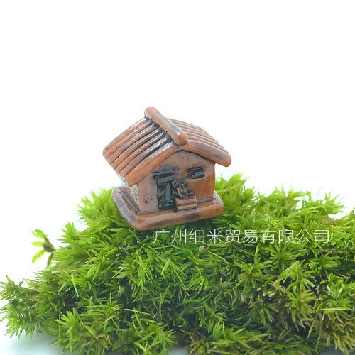 [Деревенский коттедж из тростника] Микро-ландшафтное украшение из смолы трехмерное украшение здания в форме мха