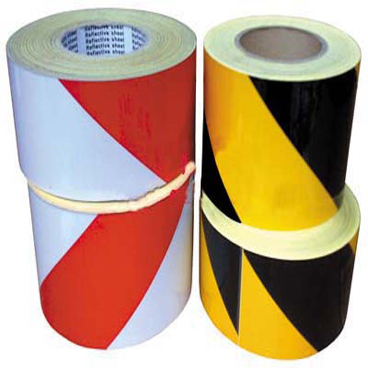 黑黄白红斜纹PET反光材料 20CM宽反光膜反光警示带双色警示反光条