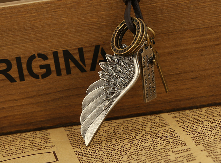 Angel Wing Genuine Leather Necklace Hot Leather Necklace Popular Necklace Wholesale