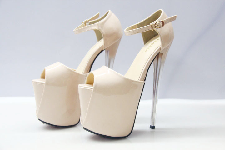 Giày sandal cao gót nữ hở mũi gót siêu cao 19cm phong cách châu Âu — Màu đen chi tiết 7