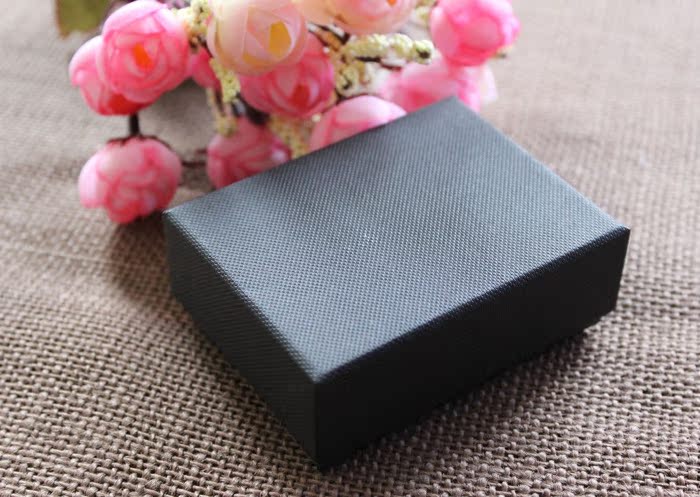 首饰纸盒批发黑色帆布纹项链纸盒定做戒指饰品纸盒