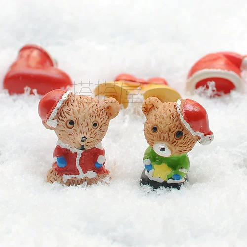 [Рождественская шапка-Медведь] мини-модель животных аксессуары микро пейзаж стерео украшения из смолы подвесной материал