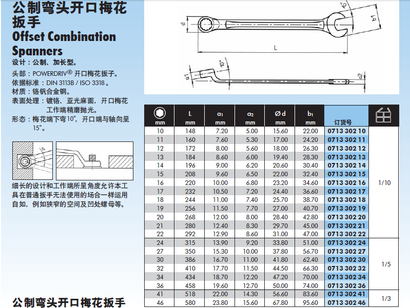 伍尔特公制弯头呆梅花扳子、组套 开口呆梅扳手