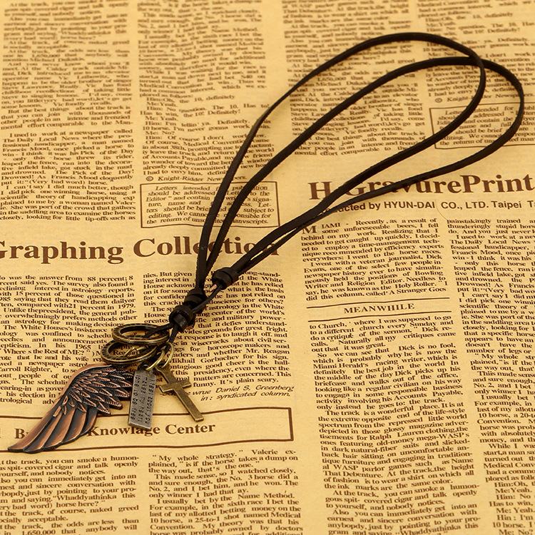 Angel Wing Genuine Leather Necklace Hot Leather Necklace Popular Necklace Wholesale