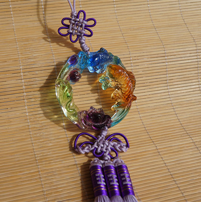 一件代发年年有余汽车挂件车内饰品 古法琉璃新品创意礼品定制批|ru