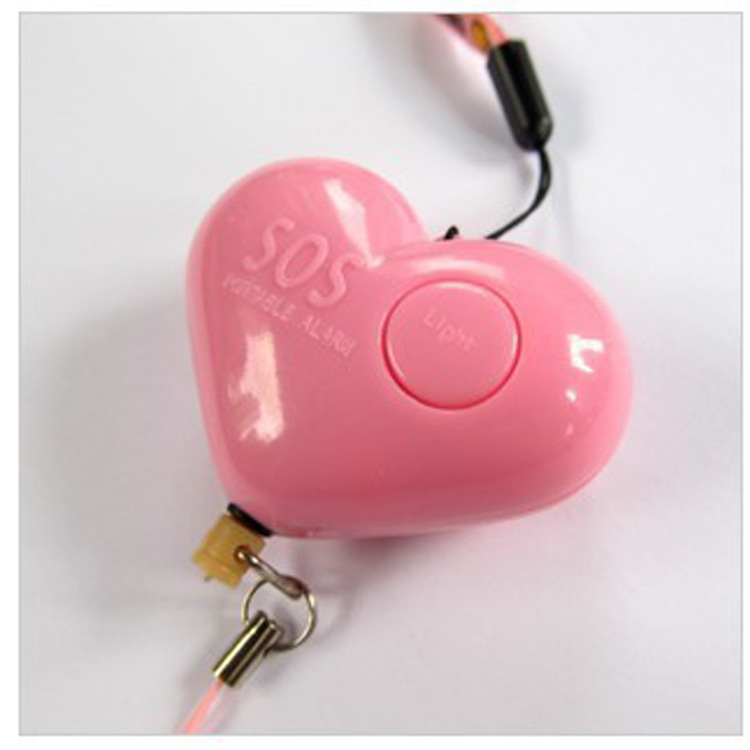供应女士心形个人防盗防狼报警器  带照明功能颜色多色防狼器批发