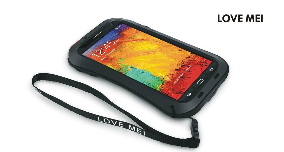 LOVE MEI Powerful Small Waist Water Resistant Shockproof Dust/Dirt/Snow Proof Aluminum Metal Outdoor Heavy Duty Case Cover for Samsung Galaxy Note 3