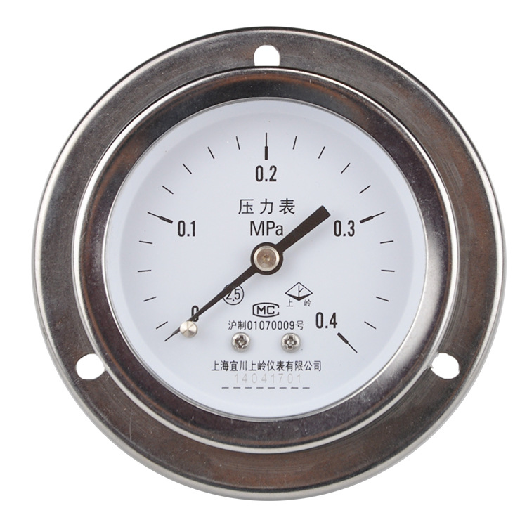 上海宜川 船舶航天 上岭Y60ZTBF 轴向带边 耐腐蚀 全不锈钢压力表