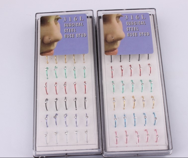 Rhinestone Nose Stud Korean Style Fashion Piercing Jewelry Invisible Small Earrings Color Nose Stud 40/Box detail image 7