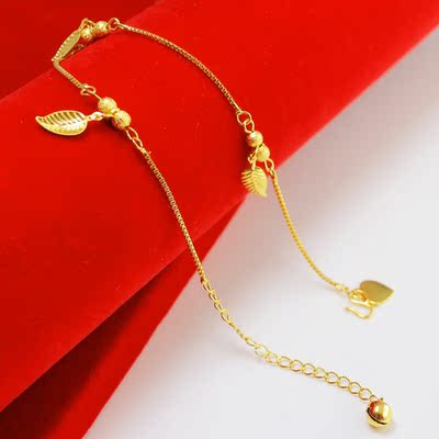 Chikage Availability Vietnam Golden Gold anklets Female models Gold-plated Transfer bead leaf Box chain Jewelry Small bell