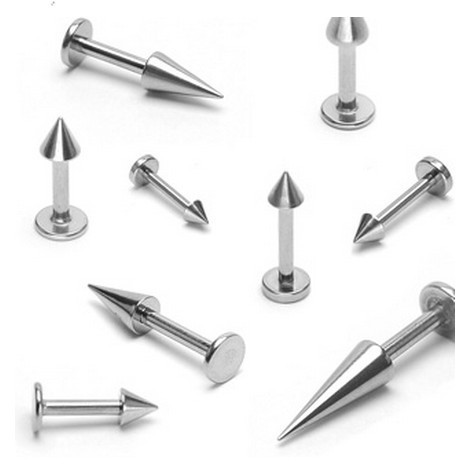 Pointed labret stud close-up product detail