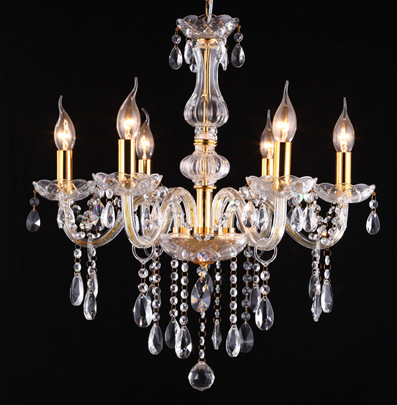 Fábrica al por mayor araña de cristal de oro 6-cabeza lámpara de vela Europea sala de estar estudio comedor dormitorio lámpara de la habitación