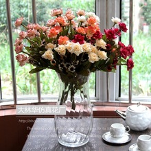 玛利亚玫瑰花束 高档仿真花 欧式田园乡村风格 玫瑰仿真花