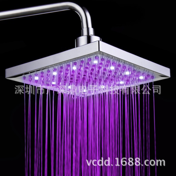 led top spray temperature-controlled three-color light-emitting color-changing nozzle, 8-inch square water-saving pressure-increasing top spray SDH-B1 set undefined