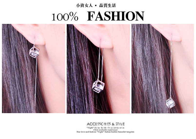 925 pendientes de plata de ley estilo coreano moda Cubo de Rubik pendientes de diamantes pendientes de plata esterlina pendientes de las mujeres al por mayor