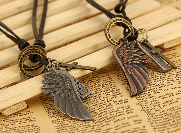 Angel Wing Genuine Leather Necklace Hot Leather Necklace Popular Necklace Wholesale