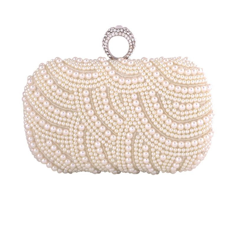 Pearl Diamond Dinner Banquet Bride Wedding Hand Take Chain Bag Ring Buckle Lady Bag display picture 8