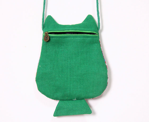 大耳朵猫头鹰印花布艺斜挎小包