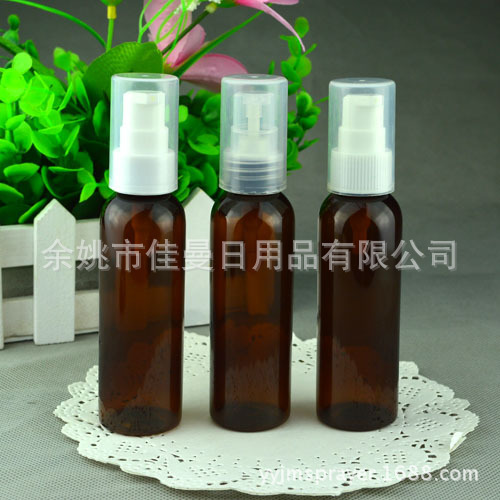 现货供应60ml粉泵瓶 PET棕色乳液瓶 压泵瓶 粉底液瓶60ml