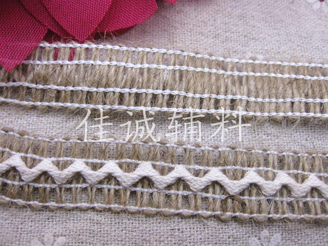 白色麻线花边 中间波浪麻绳花边 服装辅料DIY配件 1.6CM