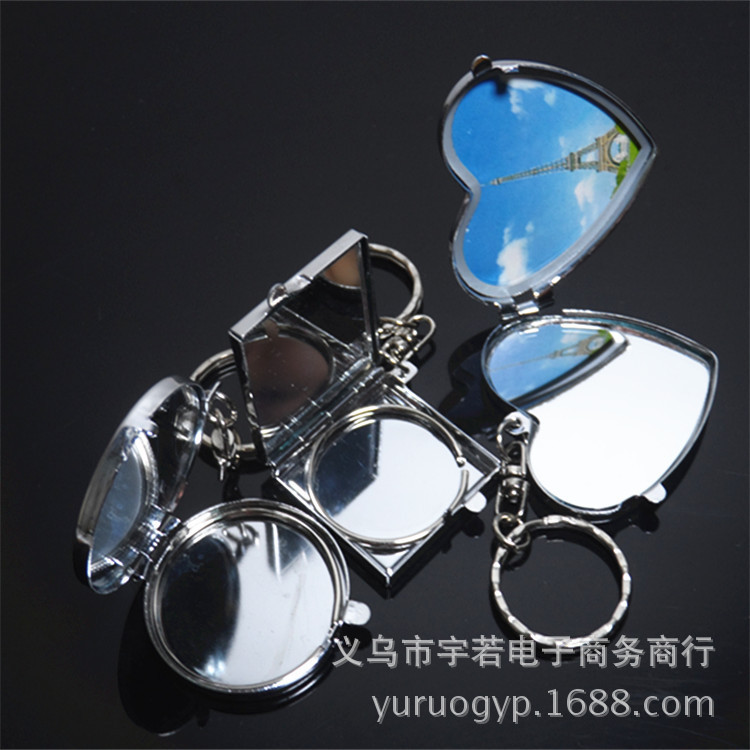 Creative metal photo frame key chain can put photos with mirror DIY small gift supplies