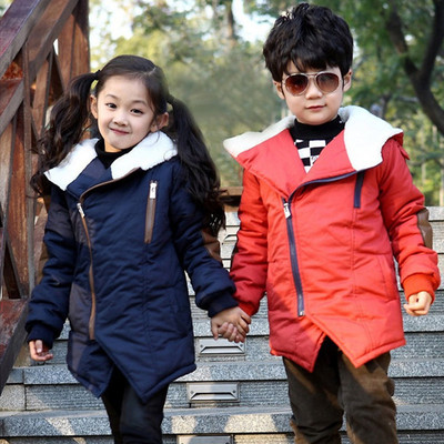 中大童韩版爆款 童装新款棉衣斜门襟拉链休闲 加绒加厚 童装棉衣|ms