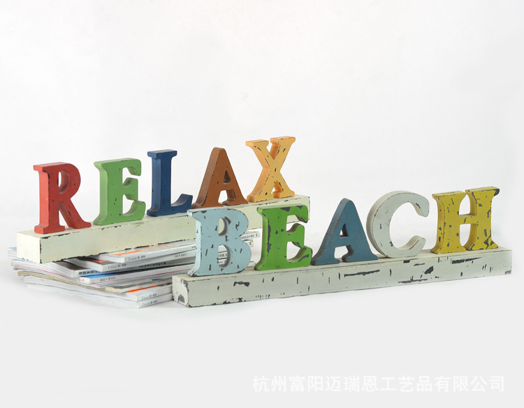 沙滩BEACH  放松RELAX字母摆件 仿古做旧风格饰品  MA01017详情23