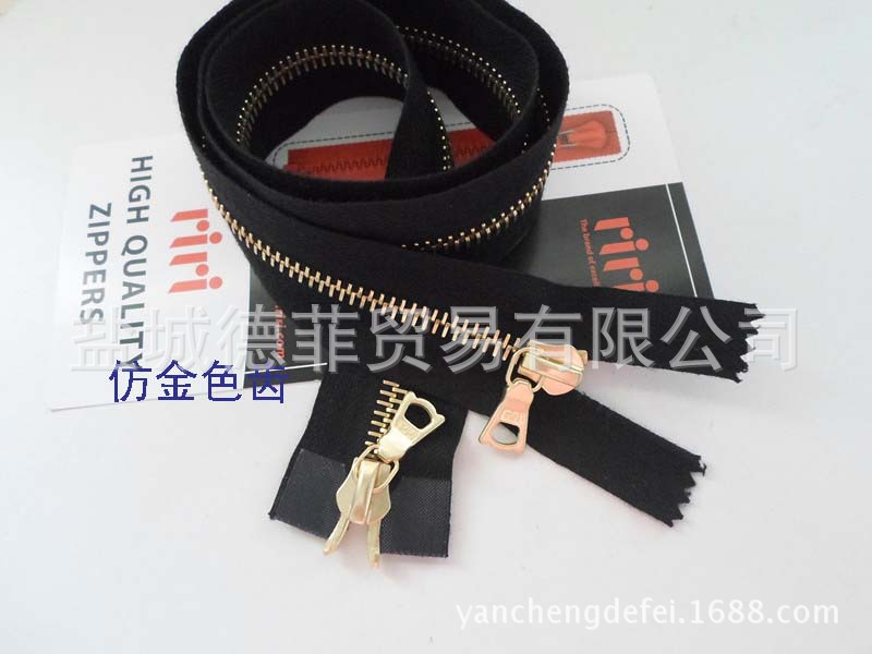 瑞士进口riri拉链 M6仿金色双开50-80cm拉链 4#金属RIRI原产拉链