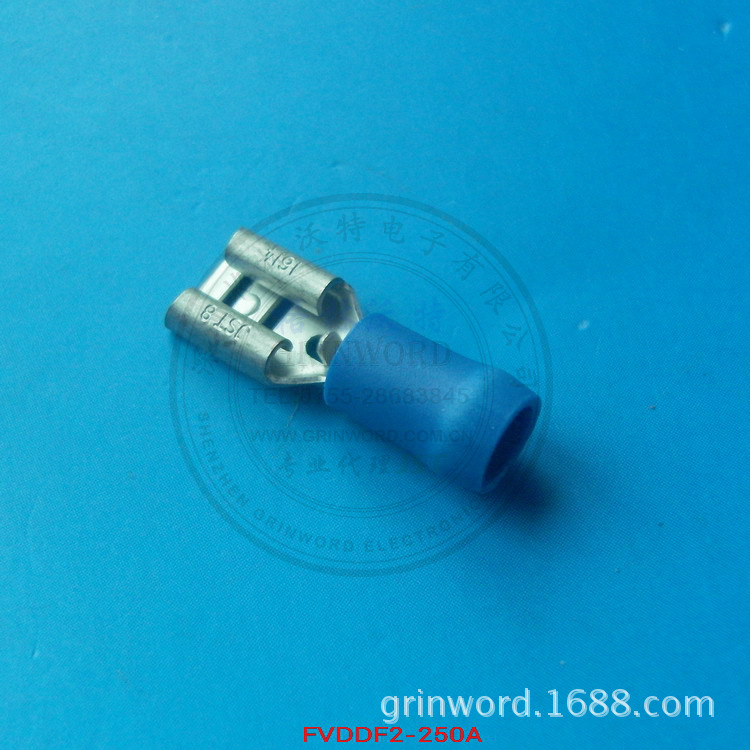 供应FVDDF2-250A端子，黄铜镀锡，蓝色预绝缘，JST原厂正品。