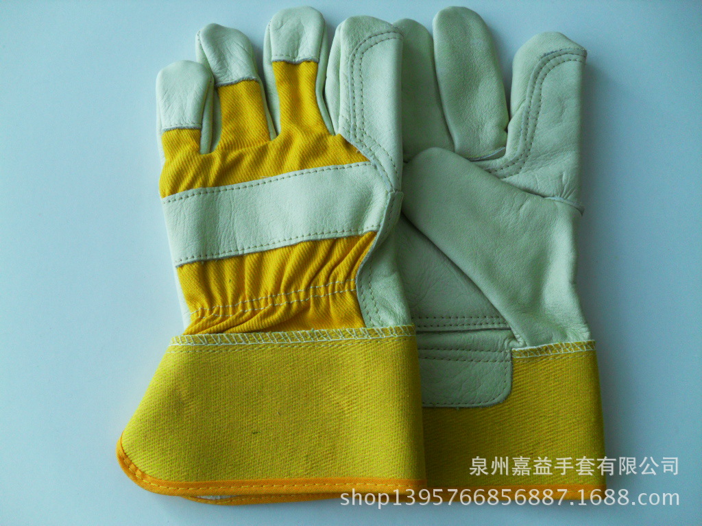 牛头层皮加牛头层皮托黄布胶袖手套