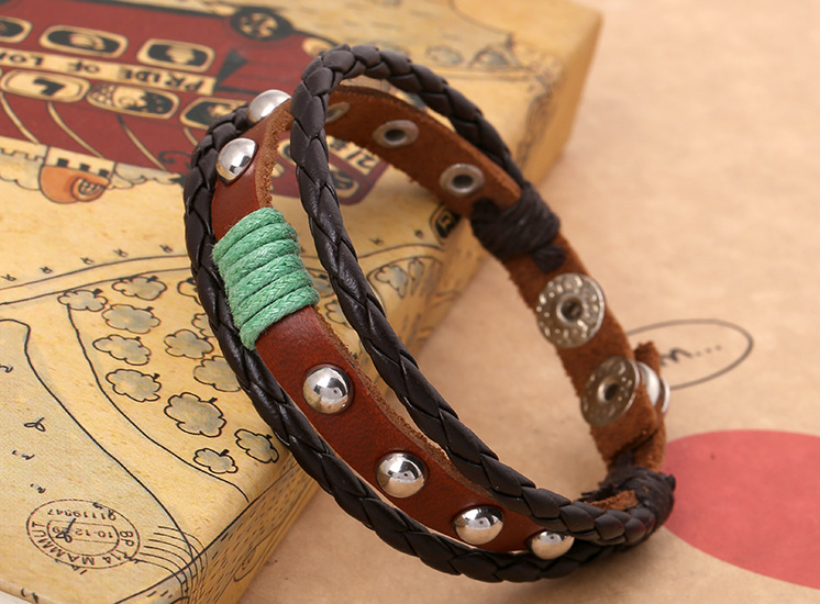 Leather Bracelet Vintage Bracelet Leather Bracelet display picture 1