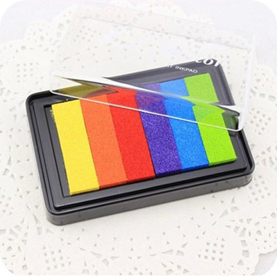 新款9*6CM双色渐变大印泥 6色一组彩色印泥DIY一盒48|ms