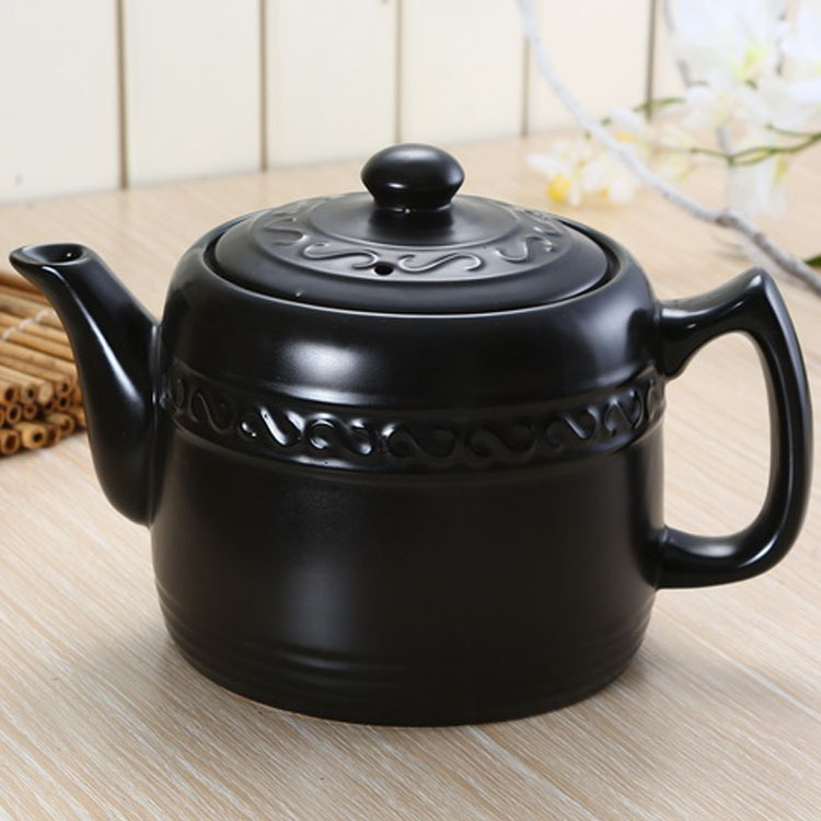 厂家直销潮州韩式黑色耐高温不裂大容量陶瓷大水壶 特价批发|ms