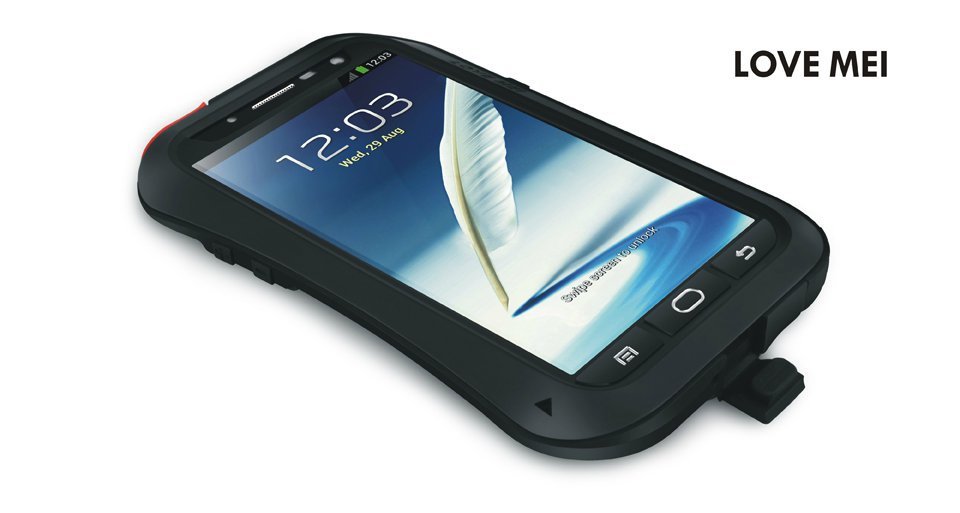 LOVE MEI Powerful Small Waist Water Resistant Shockproof Dust/Dirt/Snow Proof Aluminum Metal Outdoor Heavy Duty Case Cover for Samsung Galaxy Note 2