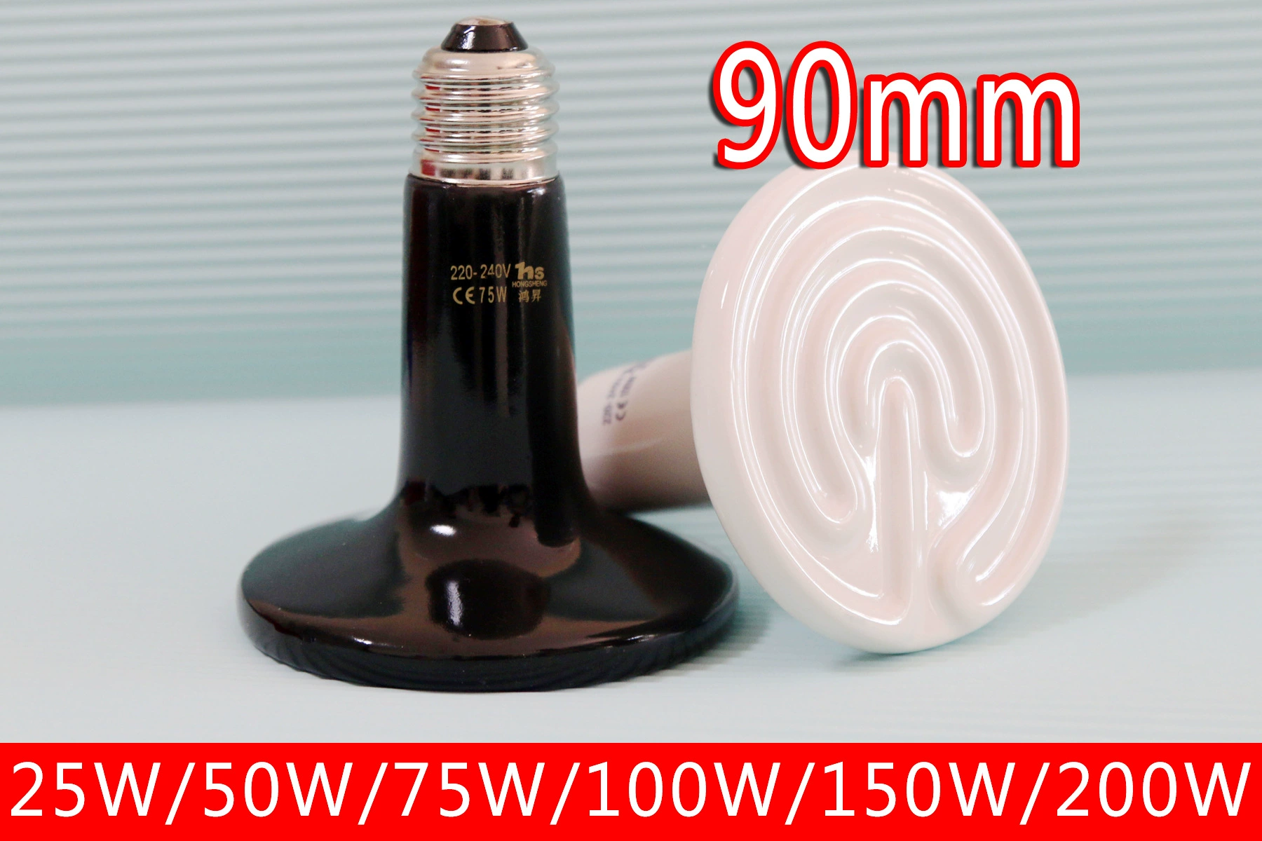 Керамическая нагревательная лампа для домашних животных-рептилий, характеристики термостата 90 мм, 50 Вт