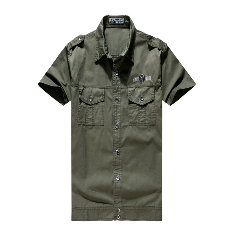 特价红鹰基地水洗棉速干衣衬衣户外拓展钓鱼休闲军绿短袖一套起批