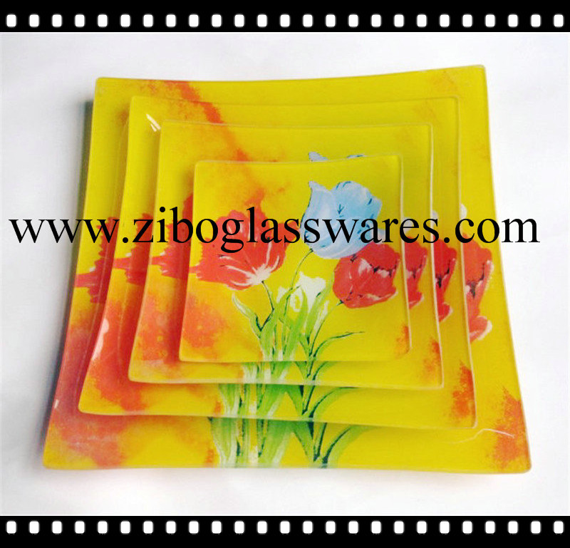 Tempered Glass Plate Hot Bending Glass Tempered Baking Glass Plate Three-piece Glass Fruit Plate