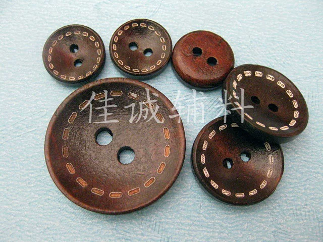 Laser virtual side wood button brown DIY buttons button 1.5/2/2.5/3/3.5cm